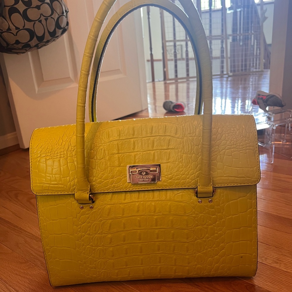 Kate Spade Yellow Crocodile-Embossed Satchel